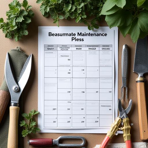 Calendario y herramientas de jardinería.